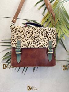 Nuevo bolso de mano de cuero genuino para mujer, bolso de hombro multicolor, bolso de cuero reciclado para usos múltiples - Product Image 2