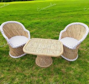 Chaises modernes en bambou de qualité supérieure avec table Ensemble de chaises confortables faites à la main pour salon, jardin et restaurant en plein air - Product Image 6