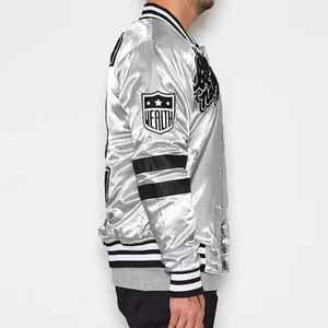 Top Collection de calidad superior Venta caliente Logotipo personalizado Precio barato Letterman Jacket Bomber Satin Jacket para hombres - Product Image 4