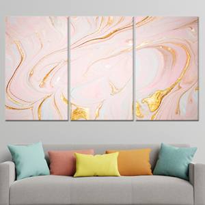 Tableau imprimé sur toile : motif marbre rose et reflets dorés, toile enveloppée 3P - Product Image 1