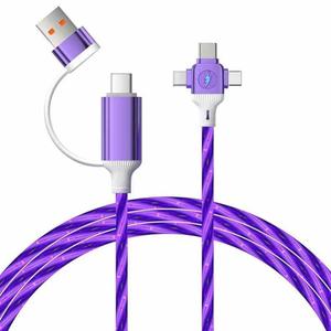 Quà Tặng Tốt Nhất 5-Trong-1 LED Chảy Ánh Sáng Sạc Cáp USB-A/USB-C Để Loại C/Micro USB Nhanh Chóng Sạc Truyền Dữ Liệu Rối Miễn Phí - Product Image 1