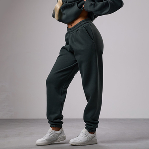 Conjunto de pantalones de chándal con capucha de felpa francesa para mujer con logotipo personalizado, chándal de invierno estampado, chándal del fabricante - Product Image 4