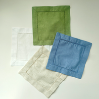 Serviettes de cocktail carrées en coton et lin brodées avec logo personnalisé, réutilisables, 15x15cm, pour restaurant, fête, table