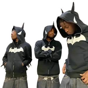 Sweat-shirts à capuche surdimensionnés en coton Batman Y2k personnalisés avec fermeture éclair pour hommes, de haute qualité, vente en gros, respirants, sweat-shirts Y2K pour l'hiver, décontractés à capuche - Product Image 3