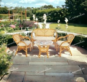 Meubles de canapé en osier fabriqués à la main en rotin de luxe et bambou fauteuils et table basse pour la maison et le jardin lot de 4 - Product Image 3