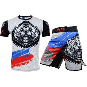 Ensemble de gymnastique MMA Rashguard pour homme T-Shirt BJJ Shorts Boxes Muay Thai Fighting Jerseys Long Tissu Sublimé Rush Guard - Product Image 1