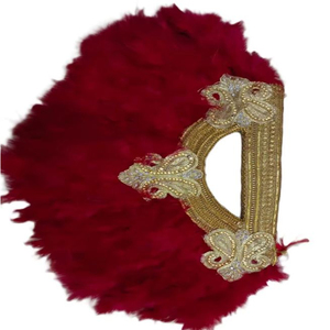 Éventail en plumes de polyester et de modal bleu élégant fait à la main pour les femmes décoration de broderie légère et durable pour la décoration de fête de mariage - Product Image 3