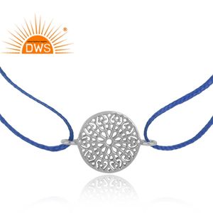 Pulsera Dori de algodón azul con diseño de Mandala de plata esterlina más vendida, joyería personalizada para mujer, regalo para ella - Product Image 2