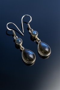 Boucles d'oreilles pendantes en labradorite, argent sterling 925, bijoux en pierres précieuses faits à la main pour femmes, boucles d'oreilles statement, fournisseur en gros - Product Image 6