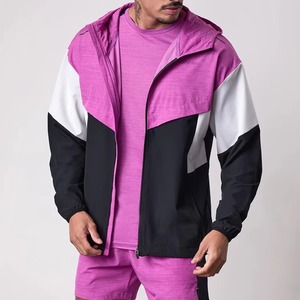เสื้อแจ็กเก็ตกีฬาชายระบายอากาศได้ดีมีซิปสีบล็อกมีฮู้ดเสื้อออกกำลังกายผ้าทอสำหรับเล่นกีฬา - Product Image 1