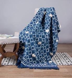 Parure de canapé en tissu jaune, plaid de coton rayé blanc, pour lit - Product Image 5