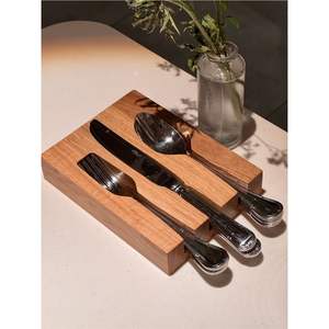 Organisateur de couverts en contreplaqué de style nordique, boîte de rangement en bois à 1 compartiment, porte-couverts durable pour comptoir, pour la salle à manger - Product Image 3