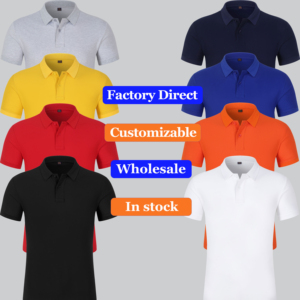 Polo à manches courtes vert uni personnalisé pour hommes, vêtements de marque tricotés décontractés en coton et polyester - Product Image 2