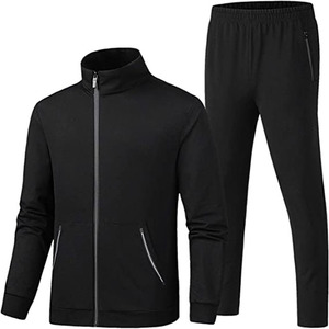 Ensemble de survêtement deux pièces pour homme, couleur unie, avec capuche, 100 % coton, logo personnalisable, respirant, en molleton, pour entraînement/fitness, grande taille - Product Image 2