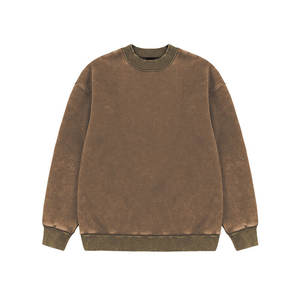 Por encargo de alta calidad Vintage ácido lavado liso en blanco de algodón francés Terry cuello redondo sudadera unisex sudaderas con capucha - Product Image 2