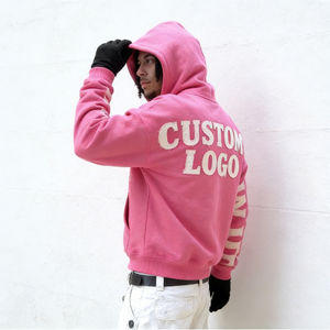 Sweat-shirts tendance rose vif personnalisés pour hommes, logo personnalisé, coupe ample, 100% coton French Terry avec poche, sweat-shirts décontractés pour hommes - Product Image 6