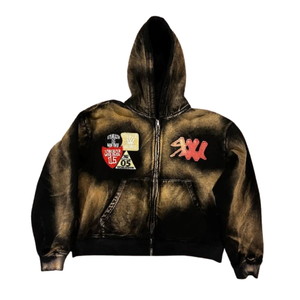 Sudadera con capucha de felpa 100% algodón de alto gramaje, con efecto descolorido sintético, estampado serigráfico y lavado ácido, forrada, personalizada estilo Y2K - Product Image 3