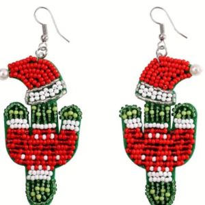 Pendientes colgantes de moda navideña personalizables con estilo hechos a mano con diseños festivos logotipo bordado cuentas de semillas ABALORIOS - Product Image 2