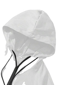 Ustom-Chaqueta impermeable con capucha para hombre, chaqueta cortavientos lisa con cremallera completa, venta al por mayor - Product Image 6