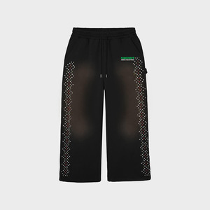Pantalon évasé à cordon de serrage en dentelle avec logo personnalisé, design lourd, respirant, en molleton décontracté pour hommes - Product Image 1