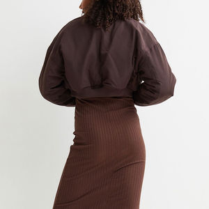 2026 nueva chaqueta Bomber de moda para mujer, informal, de manga larga, cálida, transpirable, liso, teñido, forro de nailon, procesamiento en bruto, otoño - Product Image 4