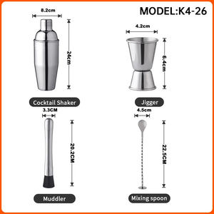 Venta al por mayor profesional 700ml coctelera de acero inoxidable <span class=keywords><strong>Set</strong></span> 4PCs <span class=keywords><strong>Bar</strong></span> herramientas de viaje Venta caliente Material de metal - Product Image 6