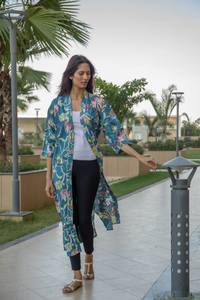 ชุดกิโมโนลายดอกไม้สไตล์วินเทจสำหรับผู้หญิงชุดแมกซี่สไตล์โบฮีเมียนน้ำหนักเบาพร้อมโลโก้ระบายอากาศที่ด้านหลัง - Product Image 2