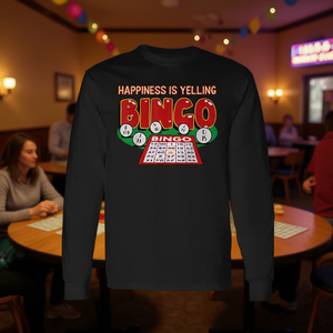 T-shirt à manches longues Bingo Happiness, design de jeu de bingo, vêtements unisexes - Product Image 3
