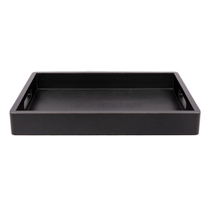 Manufacturer of Wooden <b>Tray</b> Set in Deep <b>Black</b> Color with Rectangular Shape and Sleek Design Perfect for <b>Serving</b> and Displaying - Product Image 1