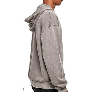 Acid Wash Hoodies Vente en gros Usine Noir Épais Tissu Lourd 320gsm 100% Coton Personnalisé Full Rhinestone Transfert Logo Hoodie Hommes - Product Image 6