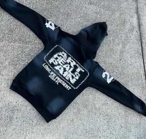 Basics cotton blended Street Custom Design Comfortable Silk Screen Hoodies for Man Private Label Factory 100% Cotton - Product Image 2