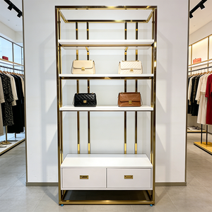 Exhibidor de Ropa de Acero Inoxidable con Acabado Dorado PVD de Lujo Yuntai, Exhibidor Resistente <span class=keywords><strong>para</strong></span> Bolsos y <span class=keywords><strong>Zapatos</strong></span> <span class=keywords><strong>para</strong></span> Tiendas Minoristas - Product Image 2