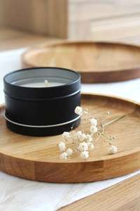 Plateau en bois rond | Plateau de service en chêne massif | Décoration d'intérieur rustique minimaliste - Product Image 4