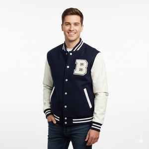 Chaqueta con letras resistente personalizada mezcla de lana y mangas de vinilo estilo béisbol abrigo universitario con parche de chenilla personalizado - Product Image 3