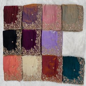 Sari de Seda Espacial Pura VASTRA COTTAGE con Cuentas Doradas Originales, Bordado Calado, Blusa de Seda Espacial Elegante para Fiestas - Product Image 6