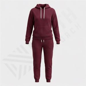 Nouvel ensemble de survêtements en molleton de coton à capuche pour femmes, mode d'hiver, logo personnalisé, coupe régulière, vêtements d'entraînement, vêtements de sport, personnalisé - Product Image 1