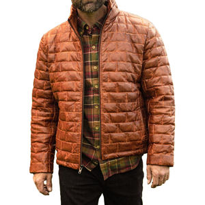 High Street High Quality Leather Outdoor Puffer Jacket Men Oem Service Breathable Best Custom Leather Puffer Jacket - Product Image 1