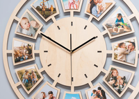 Horloge personnalisée en bois avec 12 photos pour les photos de mariage en famille