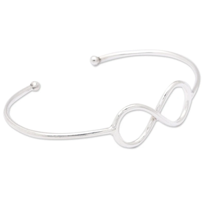 Wholesale Infinity Symbol 925 Sterling Silver Cuff <b>Bracelet</b> Adjustable Handmade Silver Bangle Gift for Women Fashion Jewelry - Product Image 3