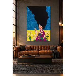 Fida, femme en robe violette dans un champ de marguerites, impression sur toile - Product Image 4