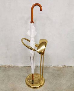 Porte-parapluie en métal élégant, support décoratif haut avec bac d'égouttement, style moderne minimaliste, entrée, couloir, décoration de la maison, bureau - Product Image 4