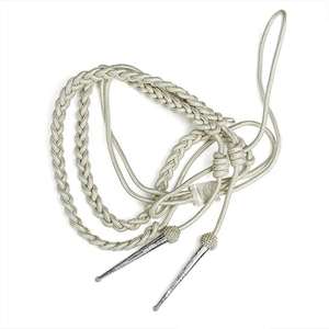 Cordons d'uniforme Aiguillette d'épaule de fil d'argent d'usine faits à la main avec des bouts en métal - Product Image 3