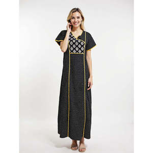 Robe de nuit longue Evolve pour femme en coton super doux, à manches longues, en popeline tissée, avec poche boutonnée élégante et confortable - Product Image 5