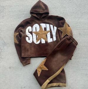 Trajes Deportivos Casuales de Calle para Hombre, 100% Algodón, Diseño de Bordado con Parches, Trajes Deportivos con Sudadera, Precio Bajo y Oferta de MOQ. - Product Image 3