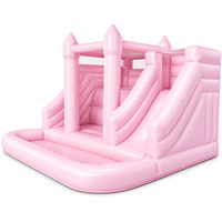 Vente directe d'usine, château gonflable rose avec double toboggan, en PVC, logo personnalisé, utilisation en extérieur