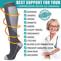 Chaussettes de Compression Personnalisées pour la Récupération, Sportives, Athlétiques, Soutien de Qualité Médicale 15-20 mmHg, Chaussettes de Course en Cuivre Coolmax