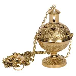 Brûleur à charbon antique à chaîne unique maison et jardin église Temple accessoire encensoir en laiton brûleur d'encens Offre Spéciale - Product Image 4