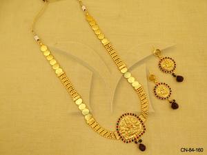 Juego de monedas de joyería de templo tradicional para mujer, collar indio elegante con colgante de moneda y pendientes a juego para festivales - Product Image 5