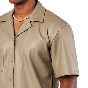 Servicio Personalizado OEM Ofrece Camisas de Cuero para Hombre en Colores Sólidos, Más Vendidas, Transpirables, de Corte Regular y Manga Corta - Product Image 6