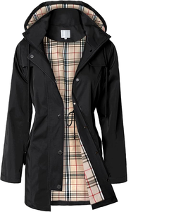 Chaqueta de lluvia larga con capucha para mujer, impermeable para exteriores, cortavientos - Product Image 4